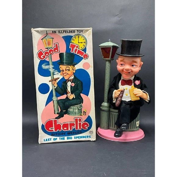 GOOD TIME CHARLIE VINTAGE TIN TOY BATT OPP 1950'S WITH ORIG BOX! BARWARE